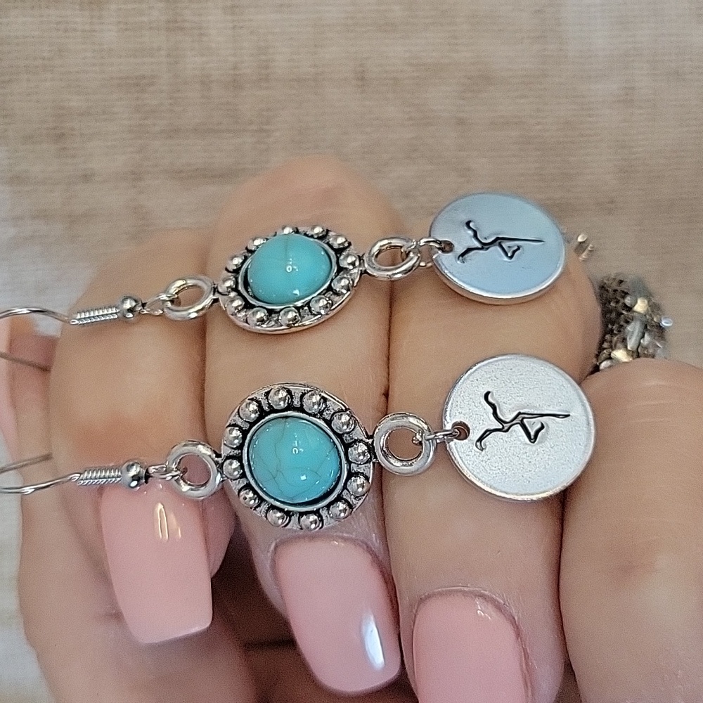 DMB FIREDANCER BOHO SILVER and TURQUOISE Dangle Earrings